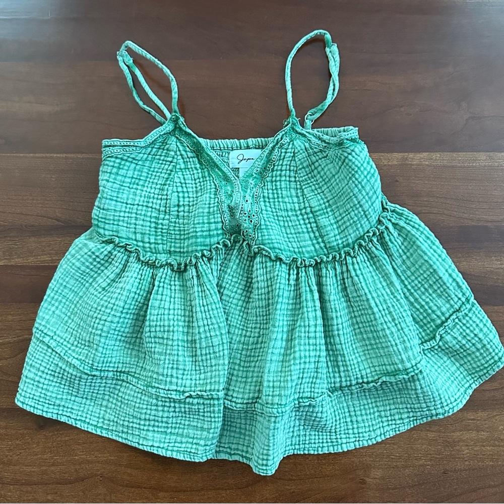 Japna Green boho tank top with flare